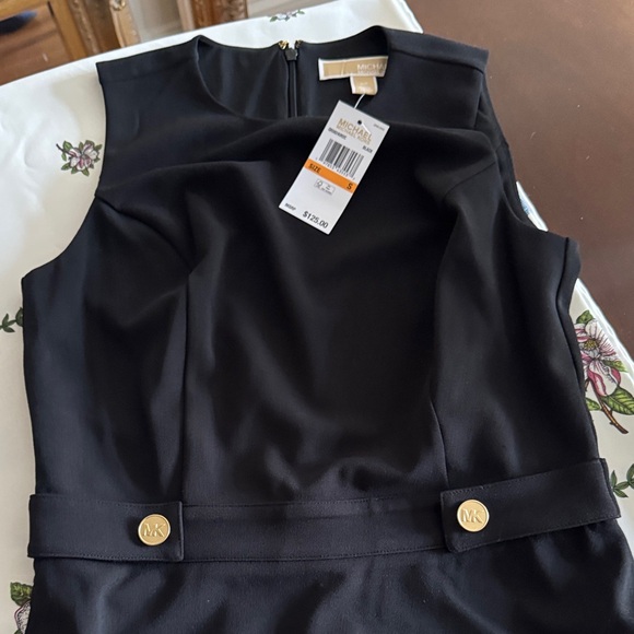 Michael Kors Elegant Black Mini Dress with Gold Accents - Picture 2 of 4